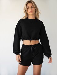 Rebody Puff Sleeve Crop Sweatshirt - Metropolis Black/Slate