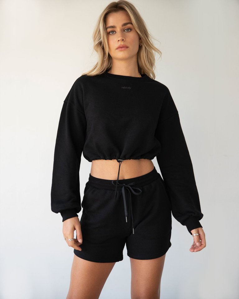 Rebody Puff Sleeve Crop Sweatshirt - Metropolis Black/Slate