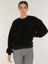 Teddy Sherpa Sweatshirt Micro-Fleece Lined - Black