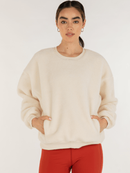 Teddy Sherpa Sweatshirt Micro-Fleece Lined - Bone