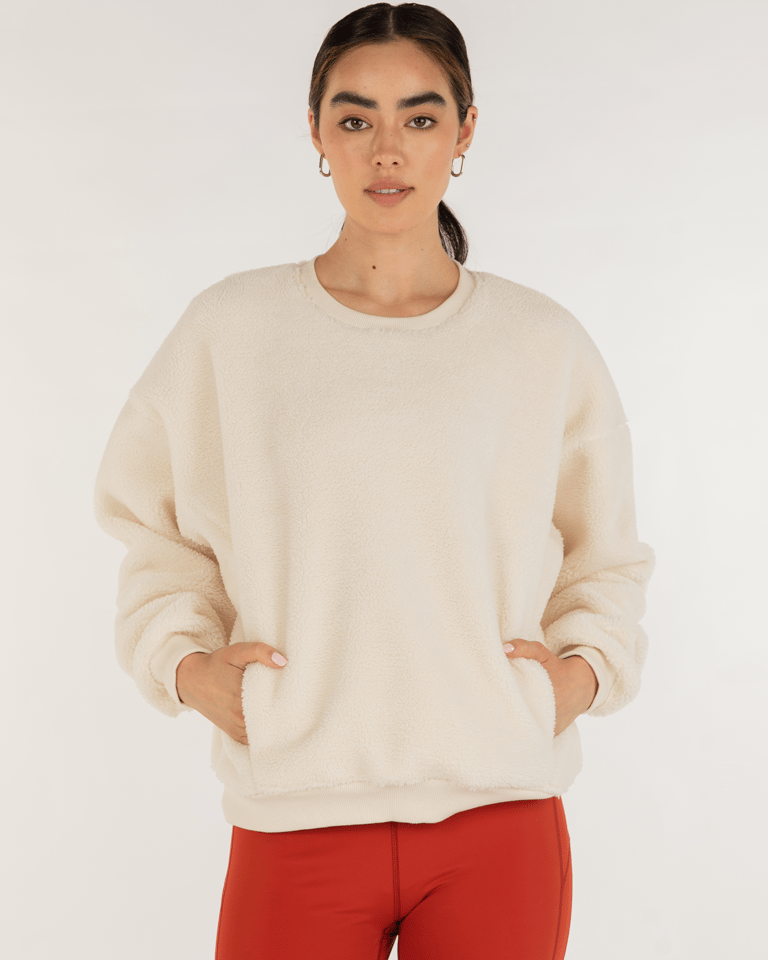 Teddy Sherpa Sweatshirt Micro-Fleece Lined - Bone
