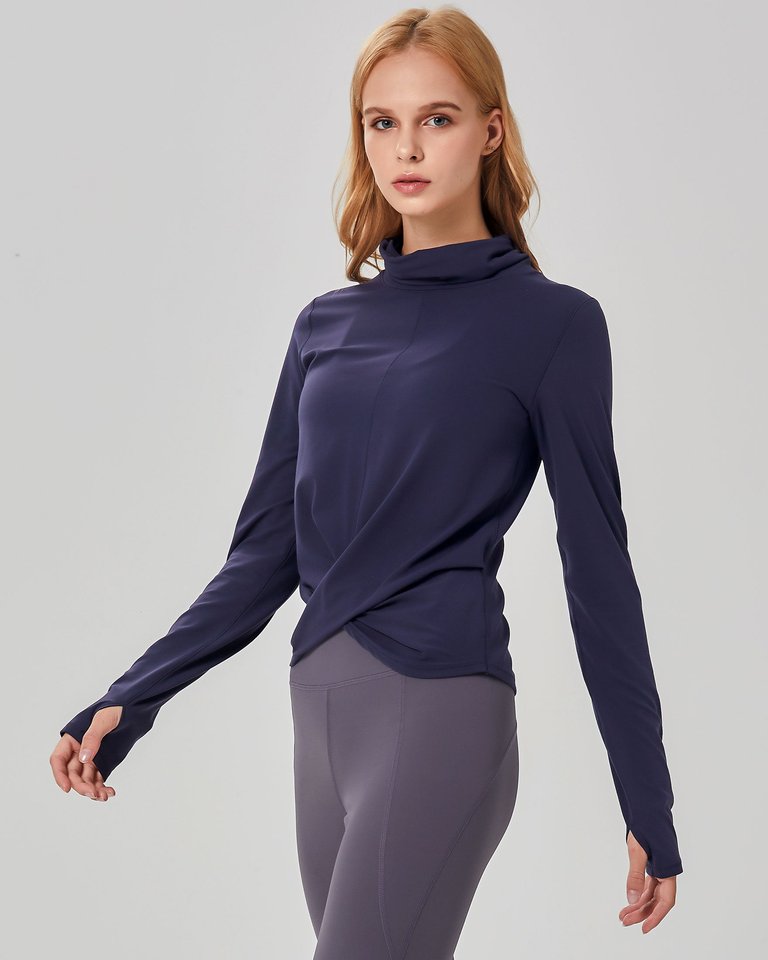 Turtle- Cowl Neck Coziplex™ Long Sleeve - Light Navy