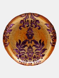 Damask Set/4 6.5" Gilded Glass Canapé Plates - Orange Purple