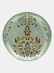 Damask Set/4 6.5" Gilded Glass Canapé Plates - Turquoise Gold