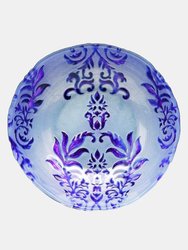 Damask Set/4 7.5" Gilded Glass Deep Plates - Blue Purple