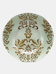 Damask Set/4 7.5" Gilded Glass Deep Plates - Turquoise Gold