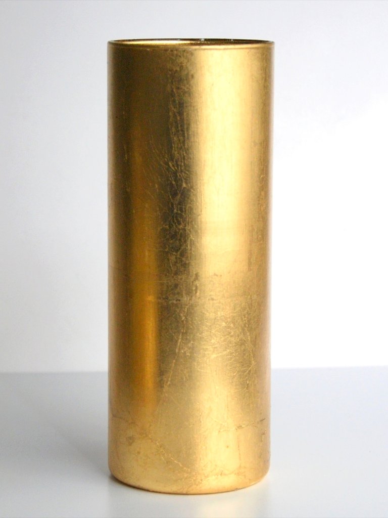 Doré Set/12 9" Gilded Glass Cylinder Vases - Gold