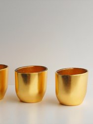 Doré Set/3 Gilded Glass Oval Vases