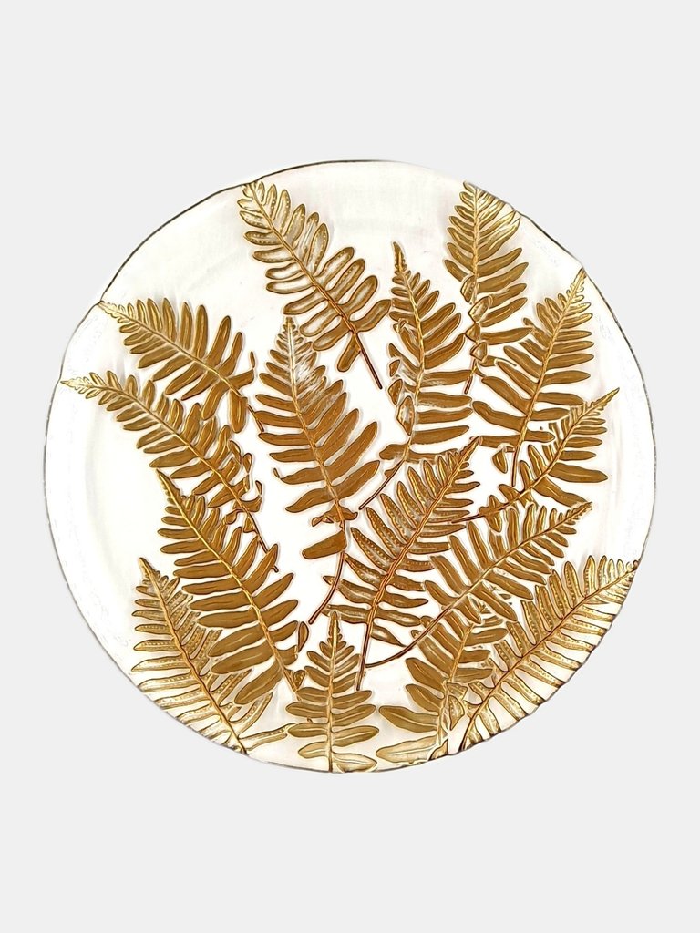 Fern Set/12 13" Charger Plates - Clear/Gold