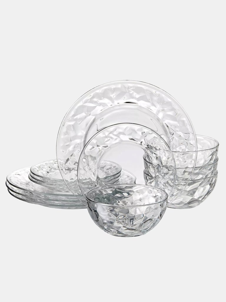 Galet 12 Pcs. Glass Dinnerware Set - Clear