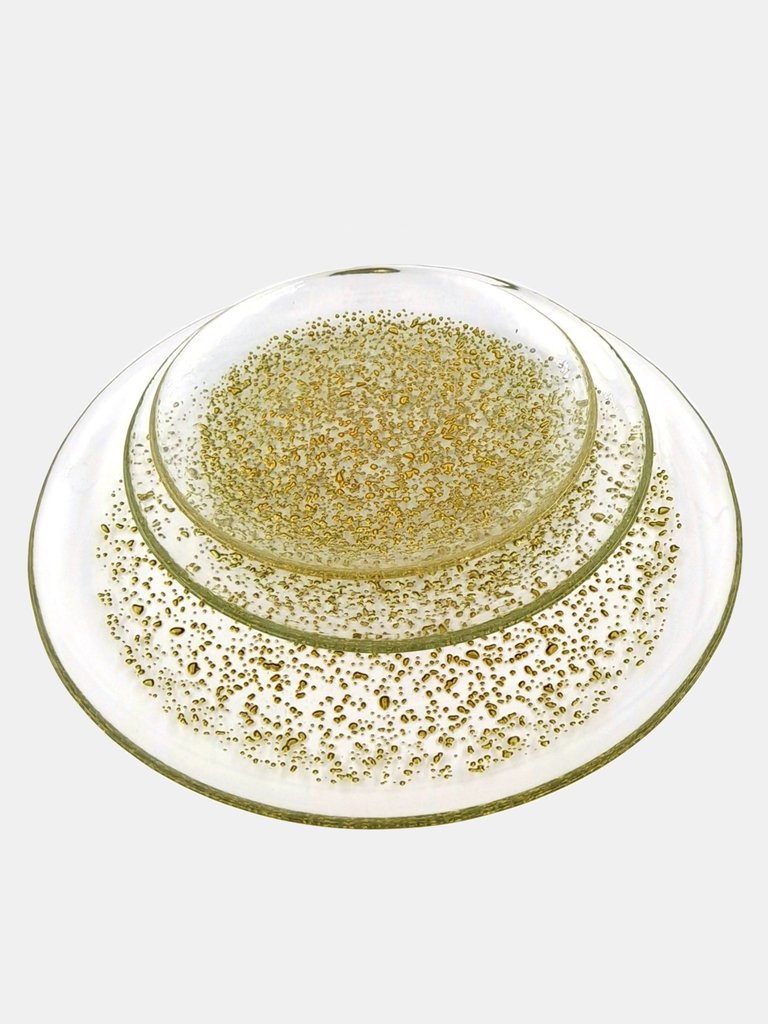 ISLA 12PC Dinner Plate Set - Clear/Gold