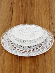 LILLE 12PC Dinner Plate Set - Clear/White