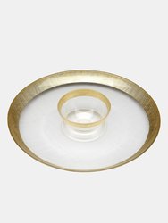 Linen 15.5" Chip and Dip Platter - Clear/Gold