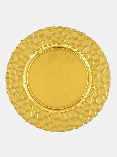 Red Pomegranate Collection Rocher Set/12 13" Charger Plates - Gold product