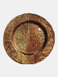 Tree of Life Set/4 11" Gilded Glass Dinner Plates - Antique Gold