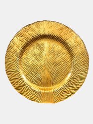 Tree of Life Set/4 11" Gilded Glass Dinner Plates - Gold