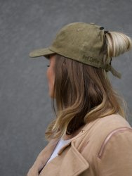 Hidden Messy Bun Baseball Cap - Military Green Hat