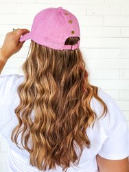 Hidden Messy Bun Baseball Cap - Pink