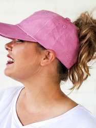 Hidden Messy Bun Baseball Cap - Pink - Pink