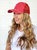 Hidden Messy Bun Baseball Cap - Red Mesh Back Hat