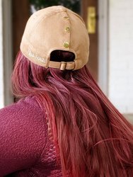 Hidden Messy Bun Baseball Cap - Tan Suede