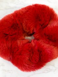 Red Oversized Fluffy Scrunchy - Red