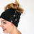 Slouchy Black Button Up Beanie | Hidden Messy Bun Hat Opening