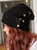 Slouchy Black Button Up Beanie | Hidden Messy Bun Hat Opening