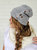 Slouchy Heather Grey Button Up Beanie | Hidden Messy Bun Opening