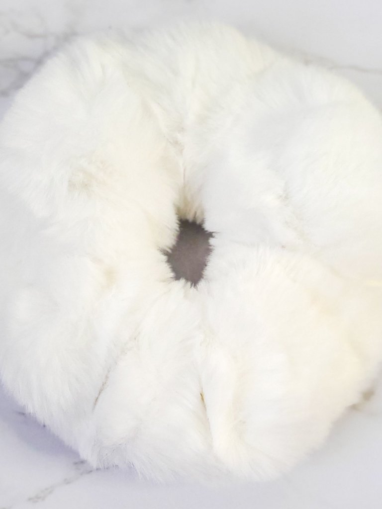 White Fluffy Oversized Scrunchy - White