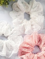 White Lace Fancy Oversized Scrunchy