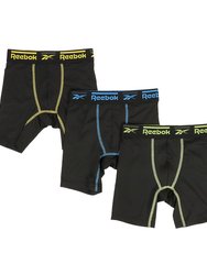 Boy's 3 Pack Long Leg Boxer Briefs - Black (Contrast WB: Electric Blue Lemonade Lime Green Cyber Yellow)