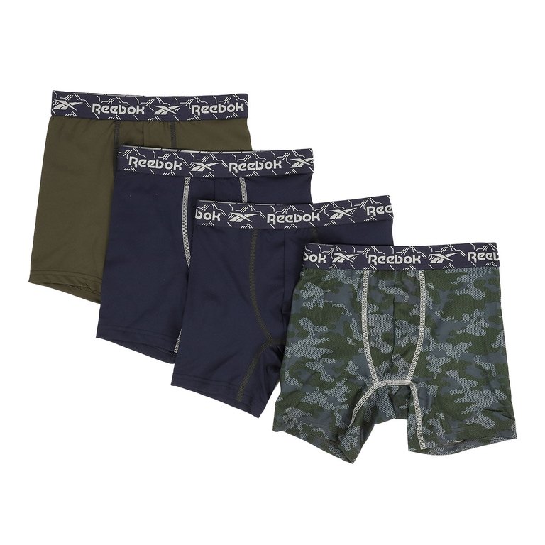 Boy's 4 Pack Performance Boxer Briefs - Maritime Blue Print/Maritime Blue/Forest Night Maritime Blue