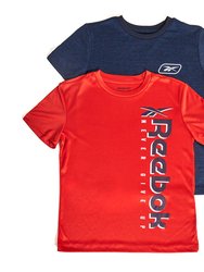 Boy's Vertical Logo Poly Tee - 2 Pack - Fiery Red
