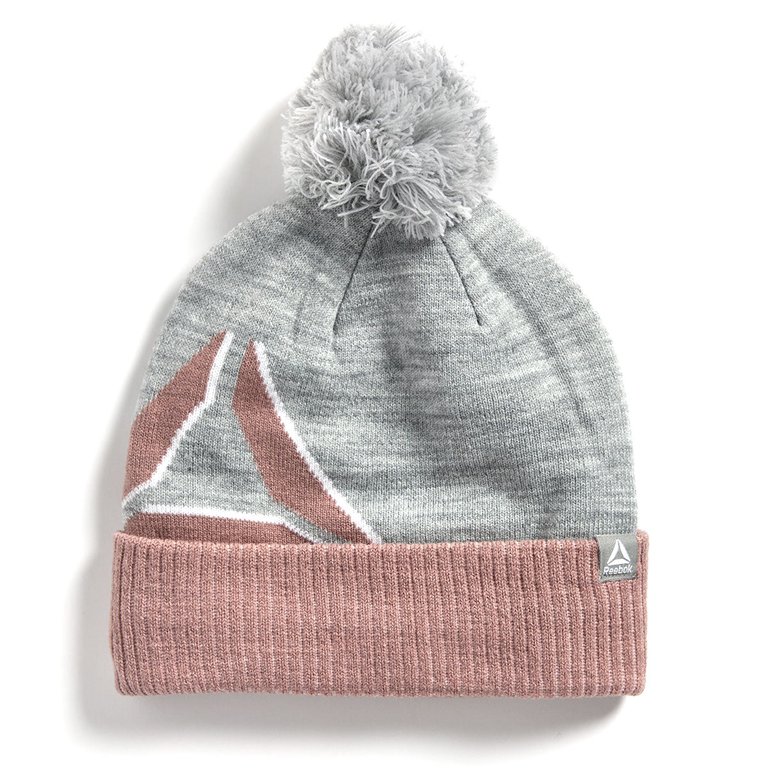 Women's Logo Intarsia Pom Beanie - Light Grey