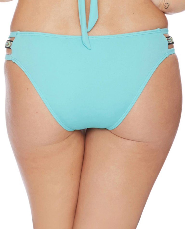 Solid Strappy Bikini Bottom In Turquoise