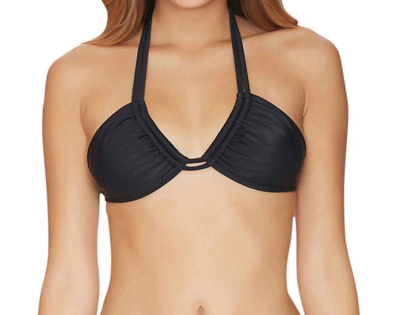 Two Way Halter Bikini Top In Black - Black