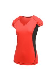Activewear Womens Beijing Short Sleeve T-Shirt - Classic Red/Black