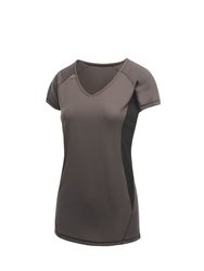 Activewear Womens Beijing Short Sleeve T-Shirt - Iron/Black