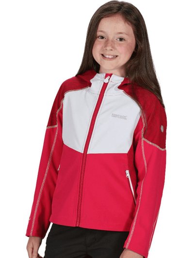 Regatta Childrens/Kids Acidity IV Reflective Hooded Softshell Jacket - Duchess Pink/White product