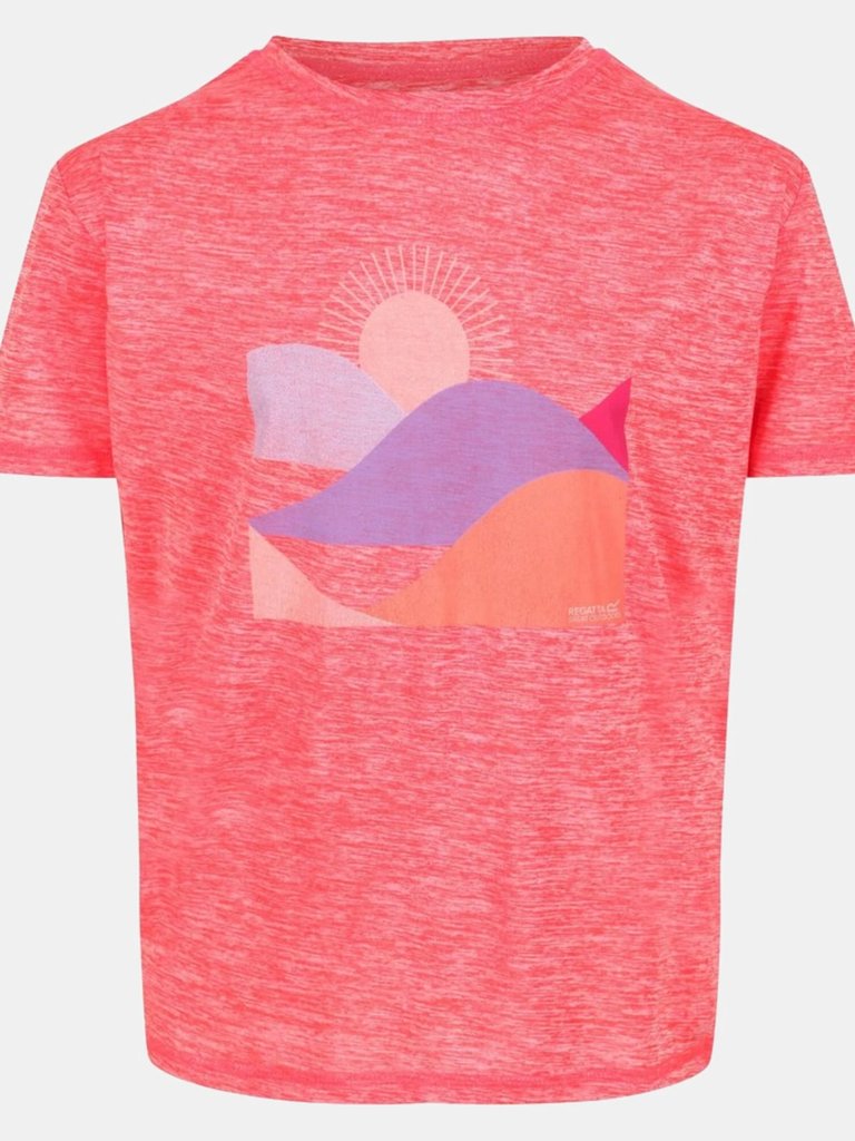 Childrens/Kids Alvarado VI Marl T-Shirt - Neon Peach - Neon Peach