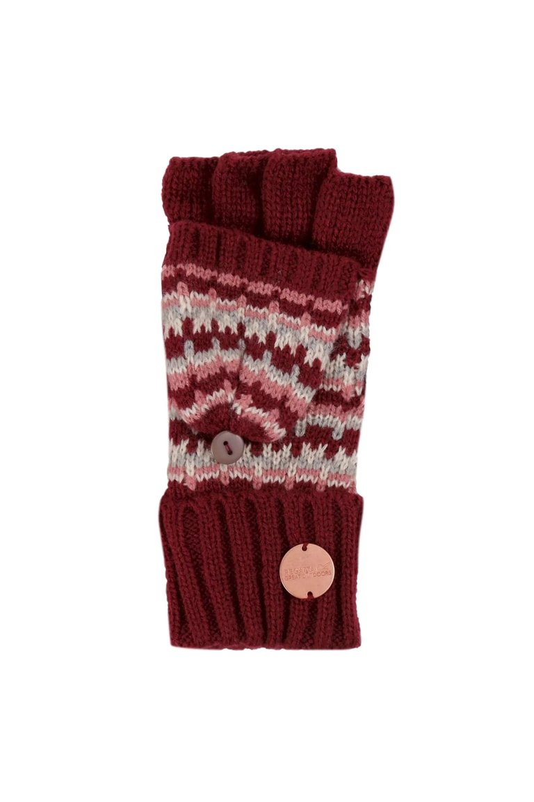 Childrens/Kids Baneberry Knitted Fingerless Gloves - Dark Pimento