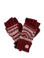 Childrens/Kids Baneberry Knitted Fingerless Gloves - Dark Pimento - Dark Pimento