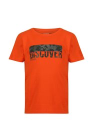 Childrens/Kids Bosley V Rectangle T-Shirt - Magma Orange
