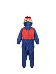 Childrens/Kids Charco Pirate Waterproof Puddle Suit - New Royal