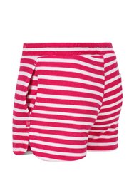 Childrens/Kids Dayana Towelling Stripe Casual Shorts - Pink Fusion/White