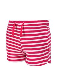 Childrens/Kids Dayana Towelling Stripe Casual Shorts - Pink Fusion/White
