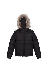 Childrens/Kids Faux Fur Trim Parka - Black