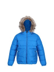 Childrens/Kids Faux Fur Trim Parka - Blue