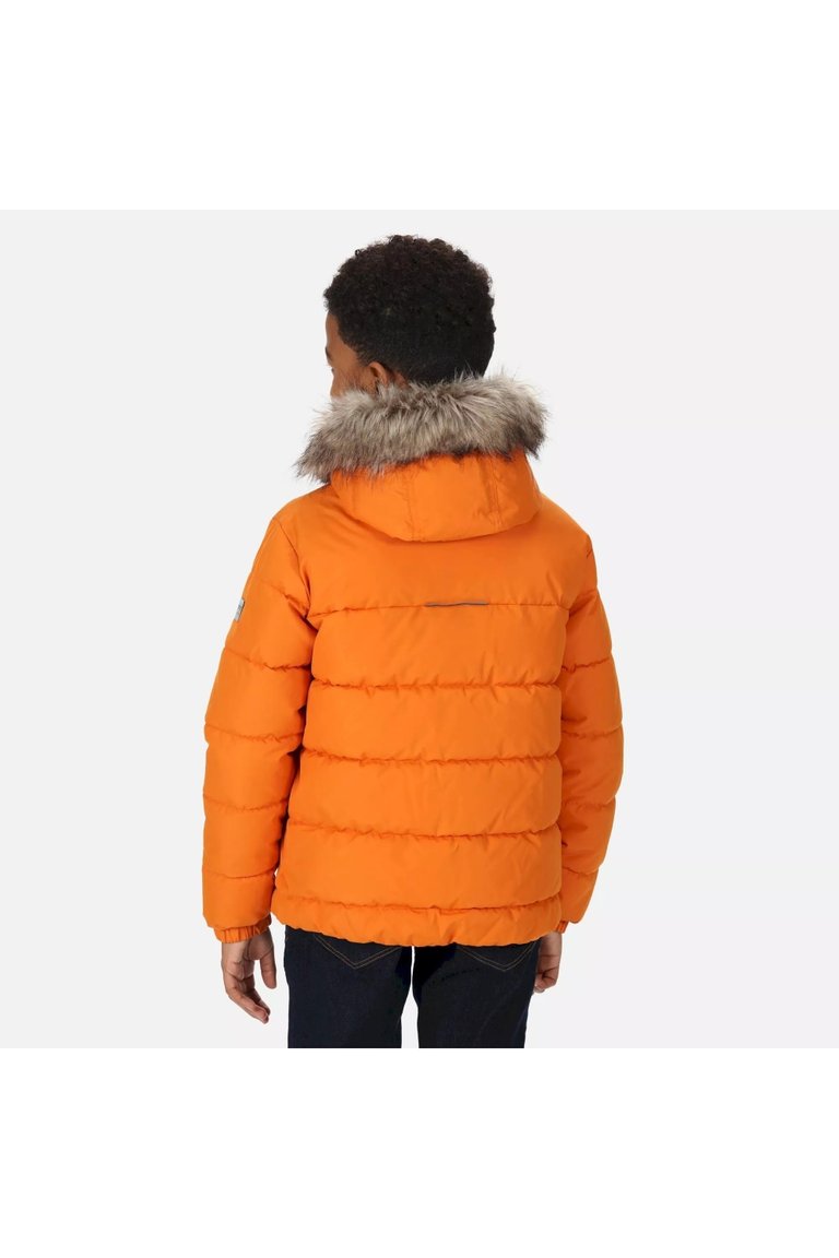 Childrens/Kids Faux Fur Trim Parka - Maple